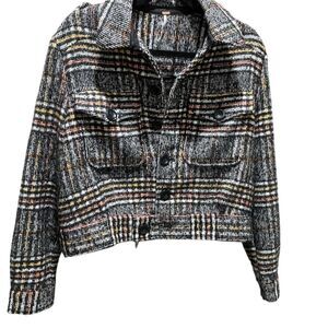 Free People Women's Plaid Cropped Jacket XS Multicolor Casual